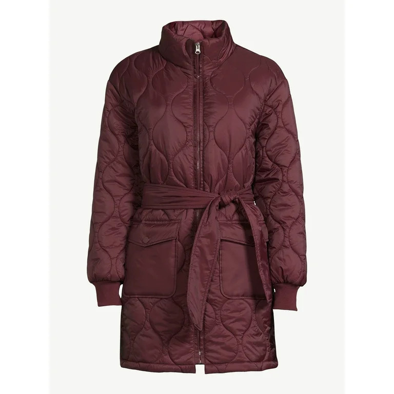 Time and Tru Women's Onion Quilted Barn Coat with Belt | Walmart (US)