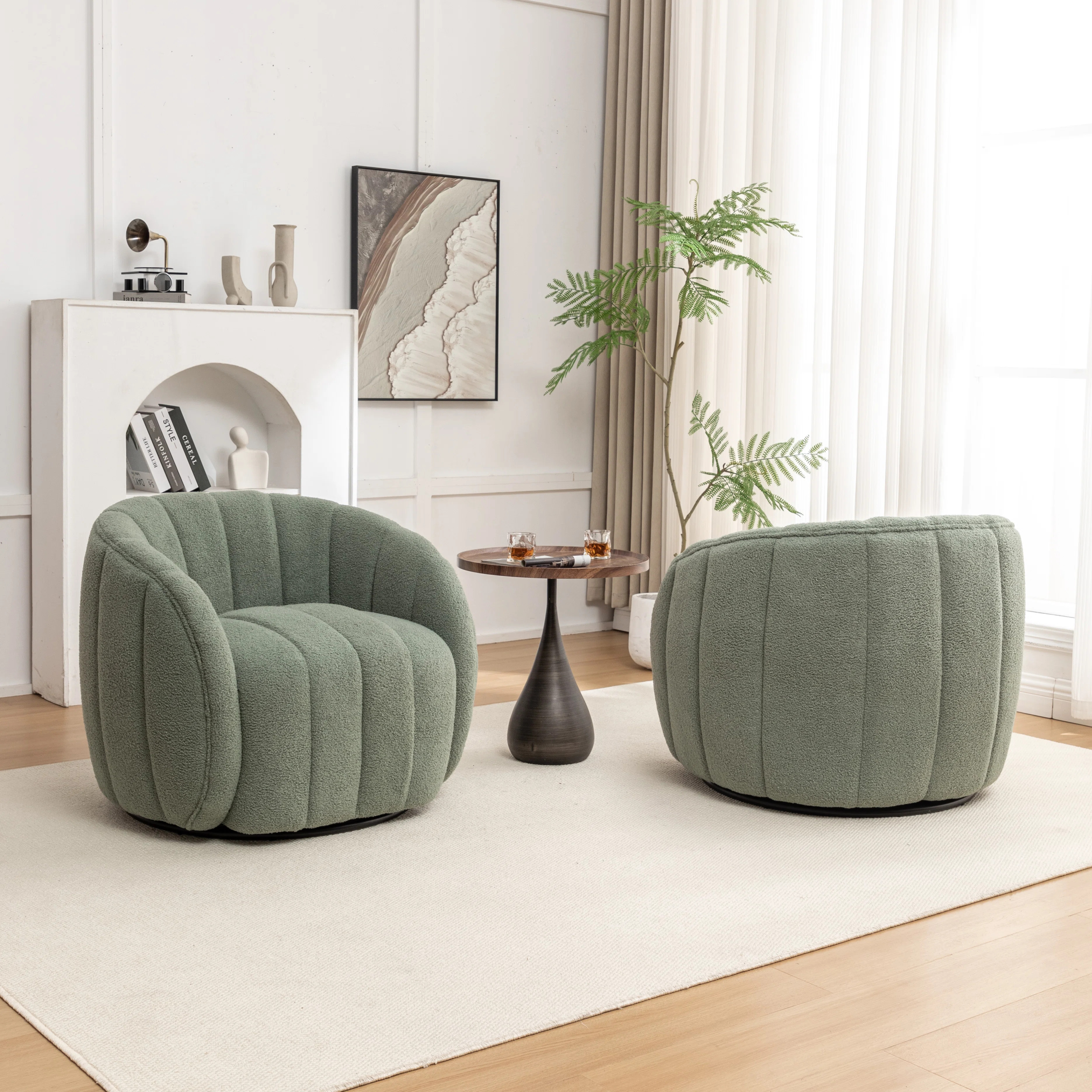 Bennett Upholstered Swivel Barrel Chair (Set of 2) | Wayfair North America