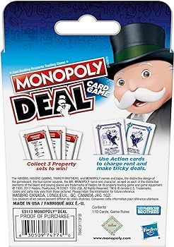 Monopoly Deal Quick-Playing Card Game for Families, Kids Ages 8 and Up and 2-5 Players | Amazon (US)