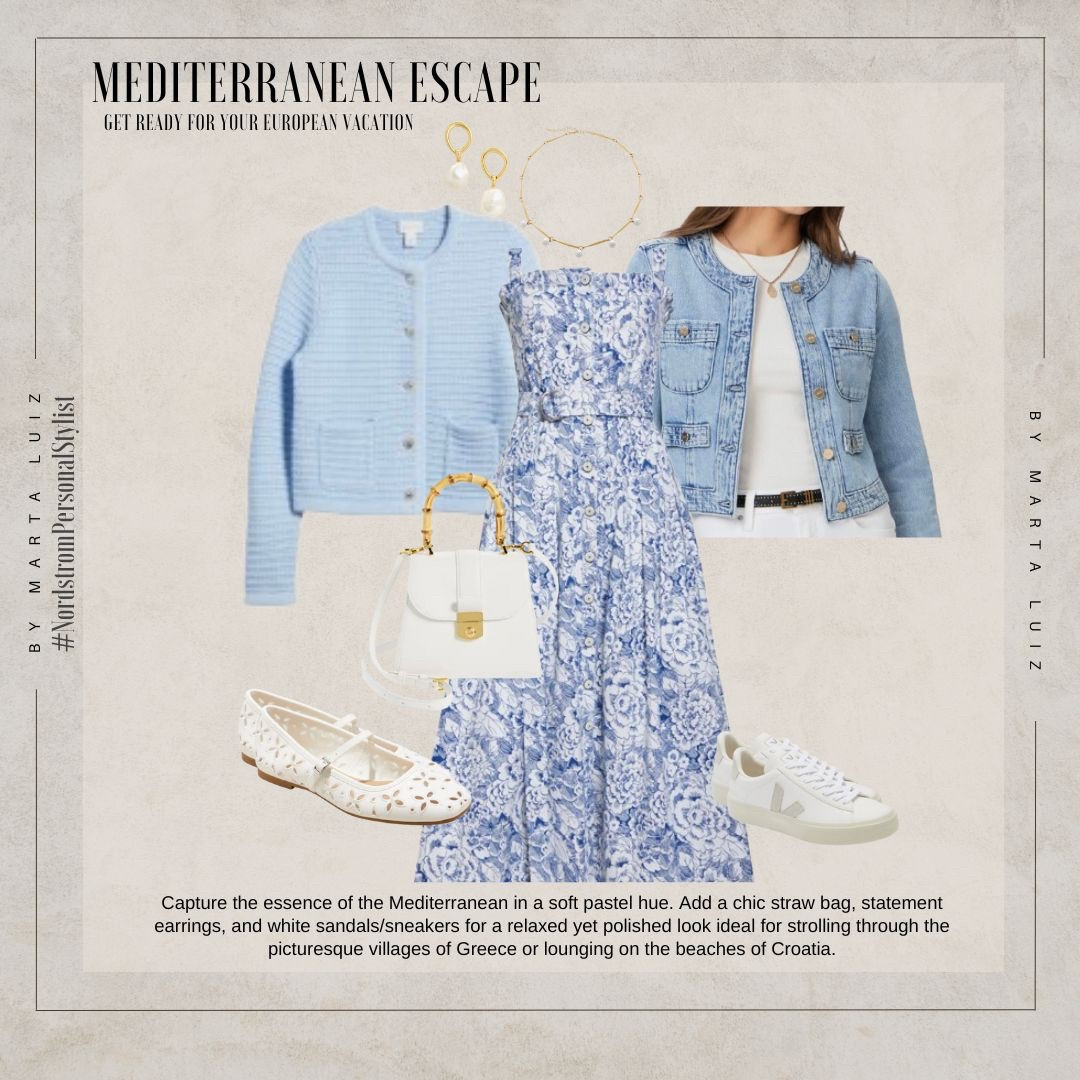 Nordstrom Limited Time Sale
Mediterranean Escape |  Get Ready for Your European Vacation

Capture the essence of the Mediterranean in a soft pastel and a feminino acima à Sept blue dress. Add a chic Veronica Beard  bag, statement earrings, and white sandals/sneakers for a relaxed yet polished look ideal for strolling through the picturesque villages of Greece or lounging on the beaches of Croatia.

#LTKSeasonal #LTKTravel #LTKStyleTip