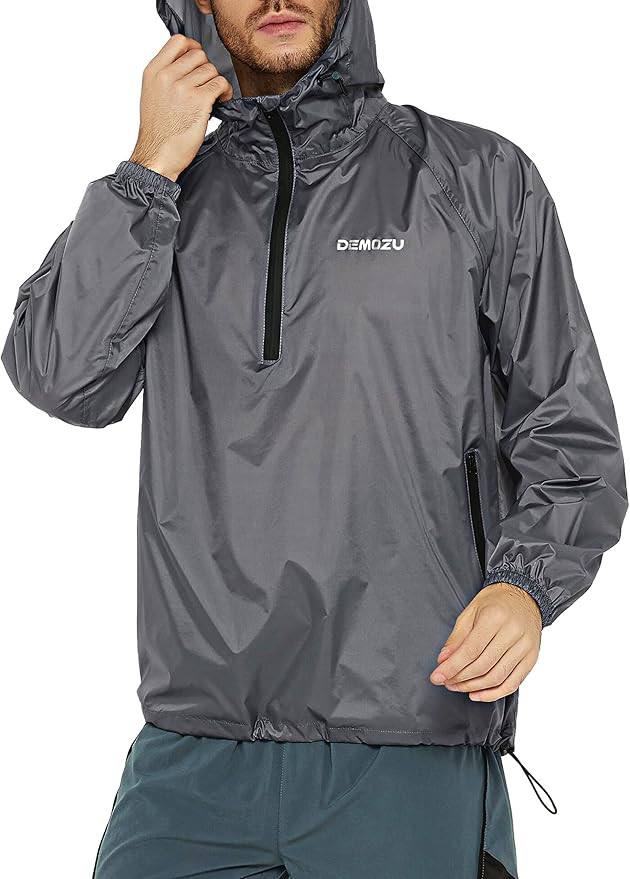 DEMOZU Men's Lightweight Running Cycling Rain Jacket Packable Hooded Windbreaker Jacket | Amazon (US)