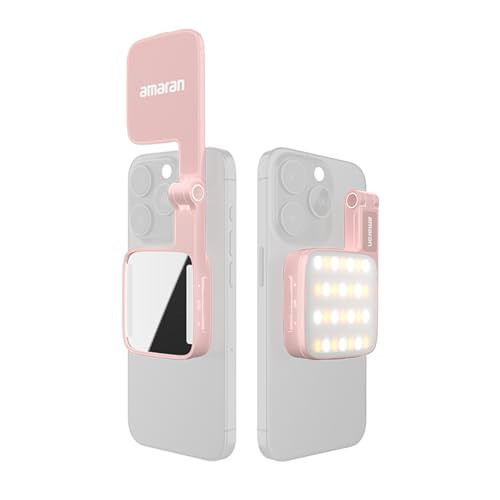 Amaran Go Magnetic Phone Selfie Light, Portable LED Light with Built-in Mirror for Selfie, Makeup, Video Conference, TikTok (Pink) | Amazon (US)
