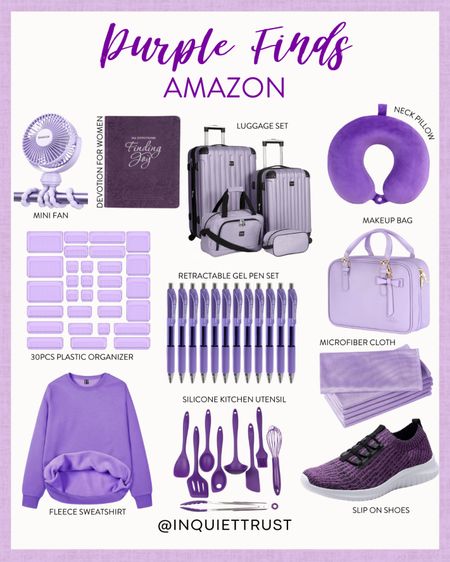 Another round of purple finds; luggage set, plastic organizer set, fleece sweater, sneakers, makeup bag, and more!
#travelessential #kitchenutensils #winterclothing #amazonfinds

#LTKtravel #LTKSeasonal #LTKstyletip