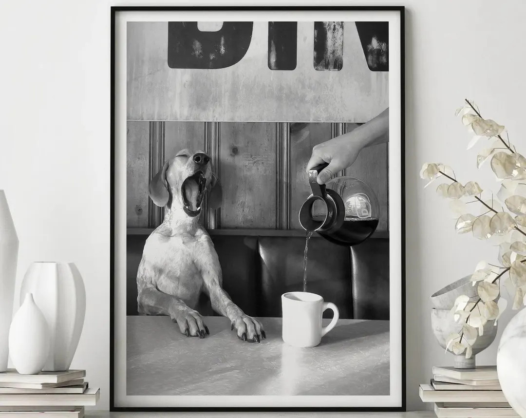 Coffee for Dogs Poster, Vintage Black and White Photography, Kitchen Art - Etsy | Etsy (Global)