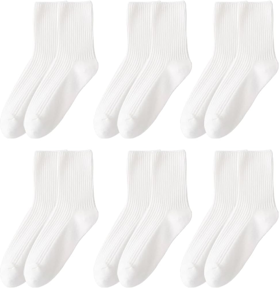 MarJunSep Women’s Cute Cotton Crew Socks Neutral Aesthetic Slouchy Boot Dress Socks Women Girls... | Amazon (US)