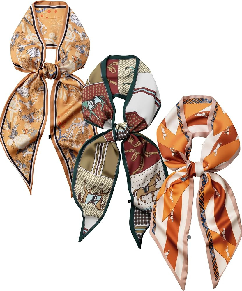 Raylarnia 3 Pack Purse Bag Scarf for Women Silky Scarves for Neck Hair Head | Amazon (US)