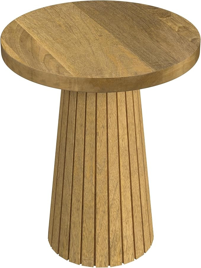 HomePop Natural Mango Wood End/Side Round Table | Amazon (US)