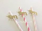 Unicorn Party Paper Straws. Light Pink and Bright Pink Straws with Gold Glitter Unicorn. Magical Uni | Amazon (US)