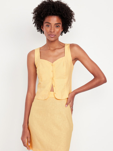 Button-Front Linen-Blend Vest | Old Navy (US)