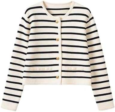 RICHTRUE Old Money Aesthetic Clothing Women Striped Cardigan Sweaters for Women Trendy Cropped Sw... | Amazon (US)