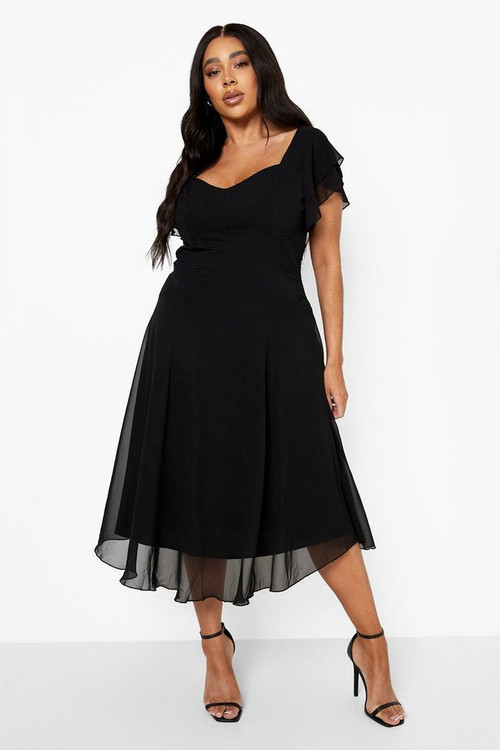 Plus Occasion Angel Sleeve Chiffon Midi Dress | Boohoo.com (US & CA)