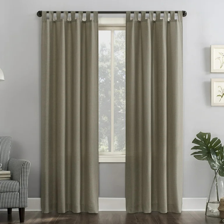 No. 918 Farrell Heathered Texture Semi-Sheer Tab Top Curtain Panel | Walmart (US)