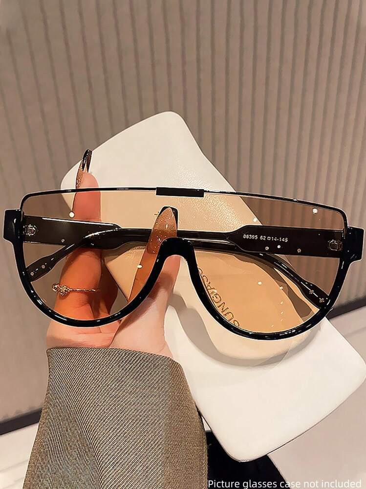 1pc Classic Half Frame Trimmed Y2K Personality Fashion Fashion Glasses (No Glasses Case) | SHEIN