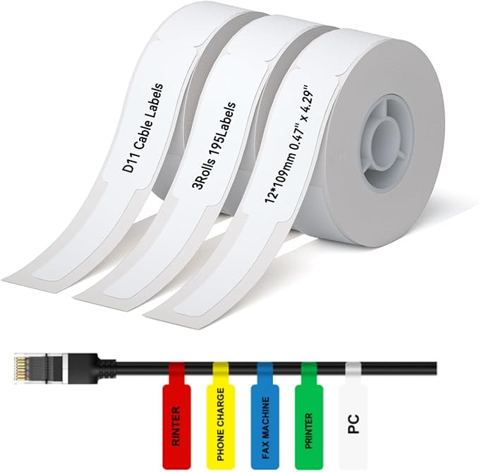 NIIMBOT D110 Label Maker Tape Adhesive White Label Paper 0.47" X 4.29" (12 X 109mm) 65 Labels/Rol... | Amazon (US)