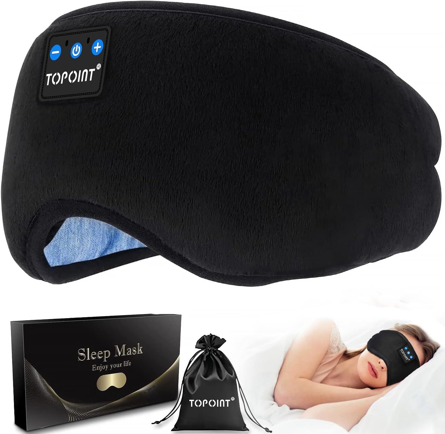 TOPOINT Bluetooth Sleep Eye Mask Wireless Headphones, Sleeping Eye Cover Travel Music Headsets wi... | Amazon (US)