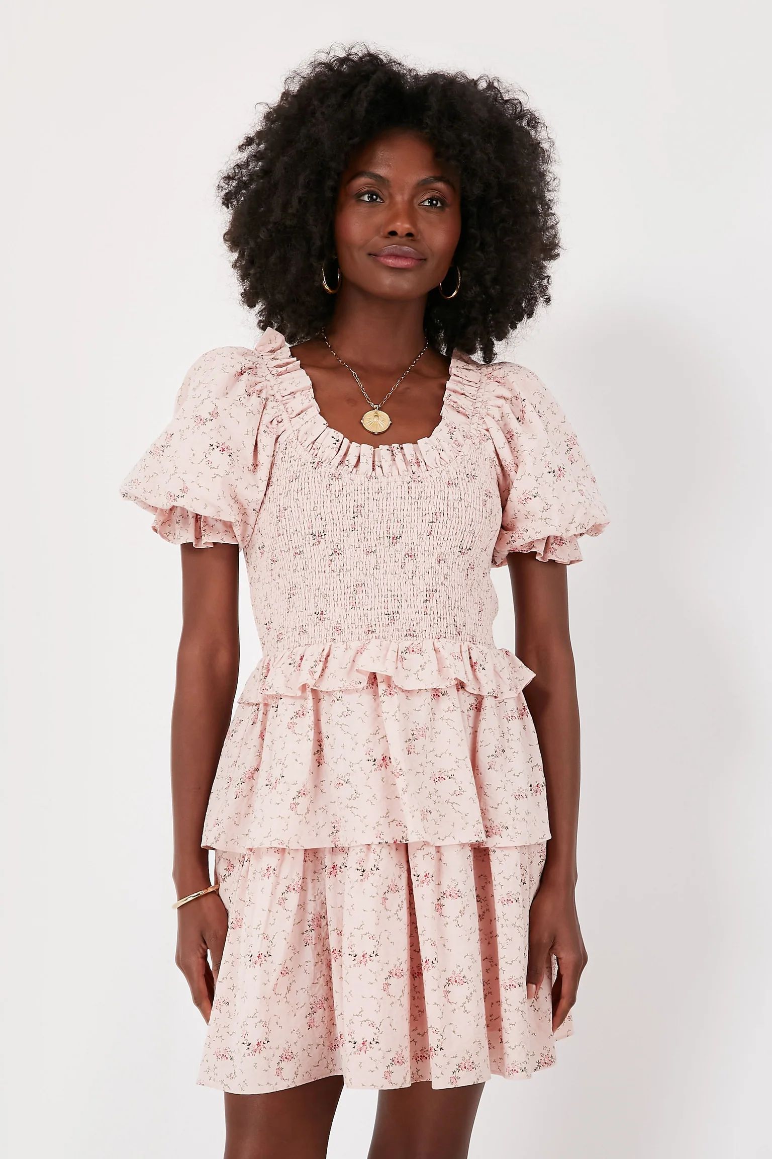 Pink Floral Smocked Marie Mini Dress | Tuckernuck (US)