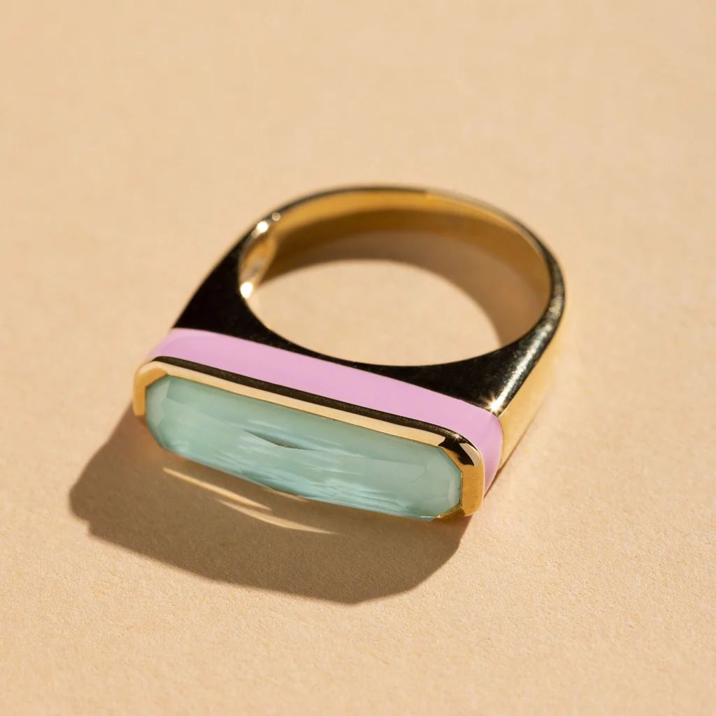 Coco Enamel and Stone Ring | Nickel and Suede