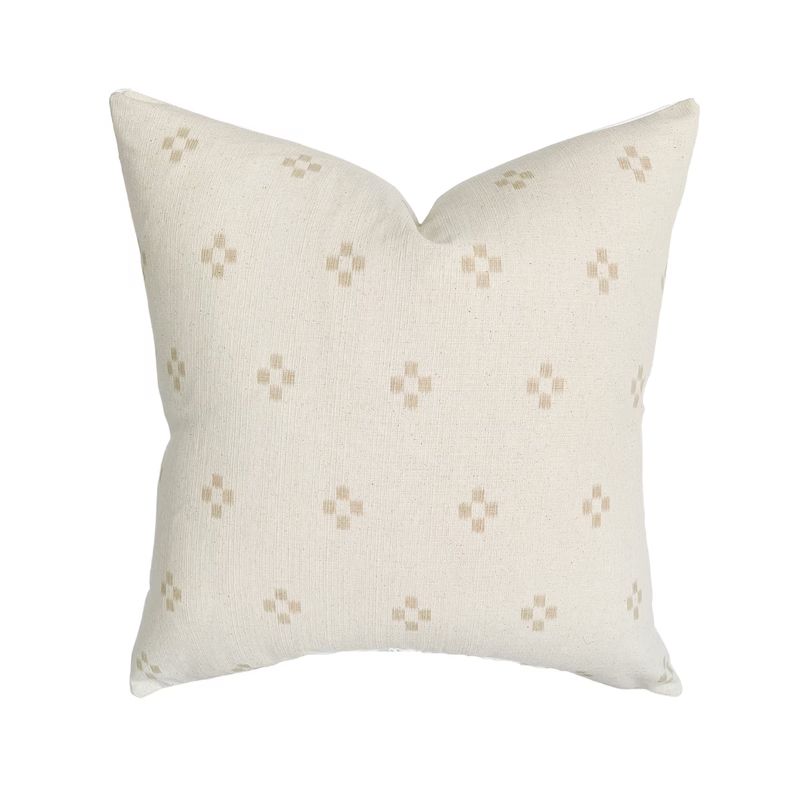 Jax Spanish Tan Pillow Cover Neutral Beige Ivory Cream Handwoven Batik Designer Fabric 18x18 20x2... | Etsy (US)