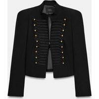 Zara - Fitted Blazer With Shoulder Pads - Black - M - Woman | Zara US