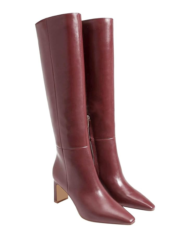 Coutgo Womens Knee High Boots Closed Pointed Toe Chunky Heel Tall Boots Side Zipper Fall Dress Bo... | Amazon (US)