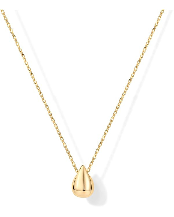 PAVOI 14K Gold Plated Dainty Pear Pendant Necklace for Women | Tear Pendant Necklaces | Amazon (US)