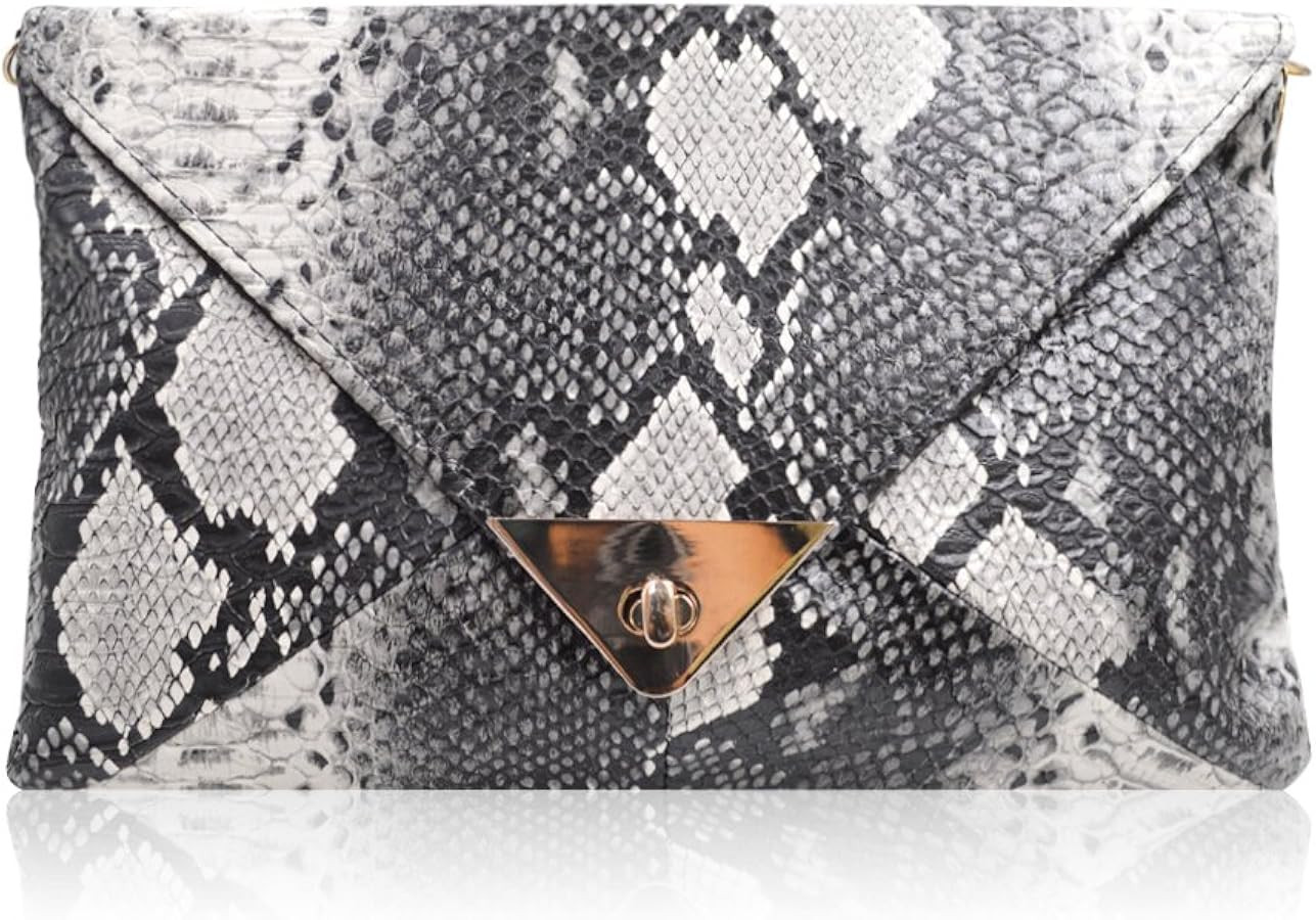 Mily Women's Clutch Bag Messenger Shoulder Handbag Tote Bag Purse-Snakeskin clutch Envelope | Amazon (US)