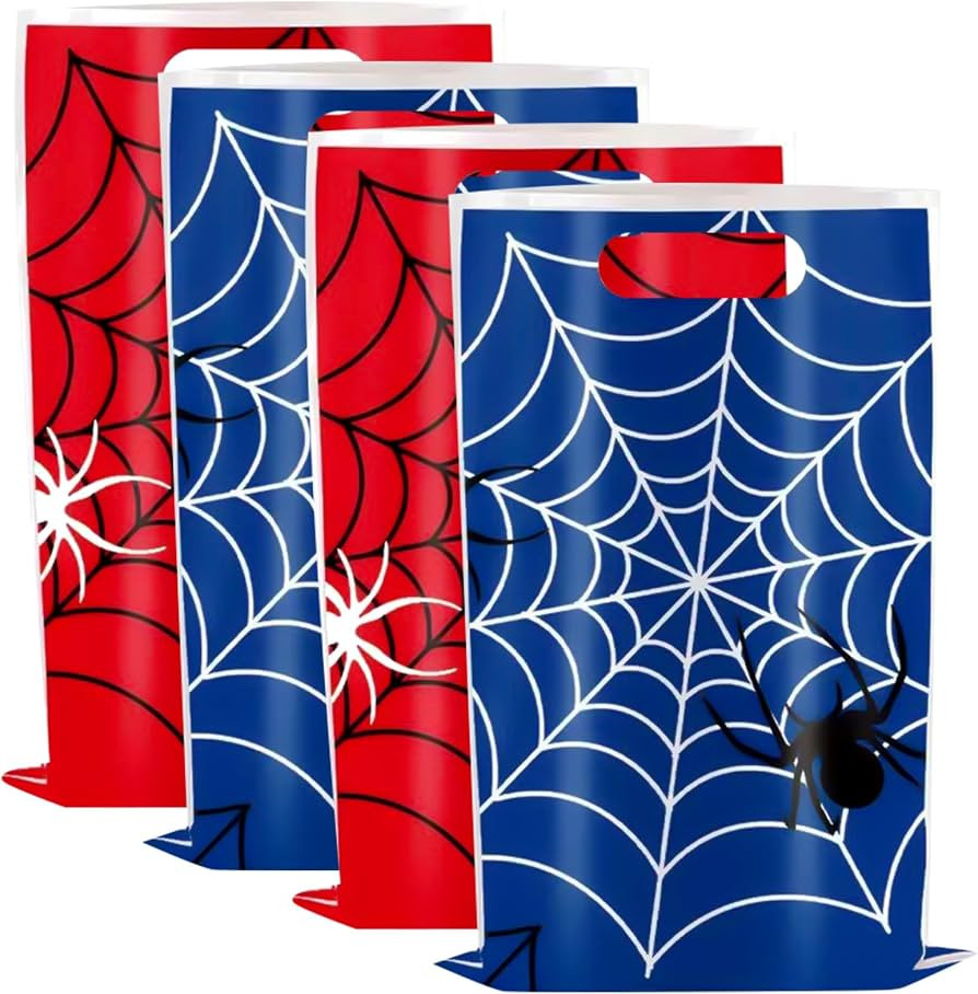MericTop 40PCS Spider Web Party Favor Bags, Red & Blue Candy Bag Treat Cookie bag for Birthday Pa... | Amazon (US)