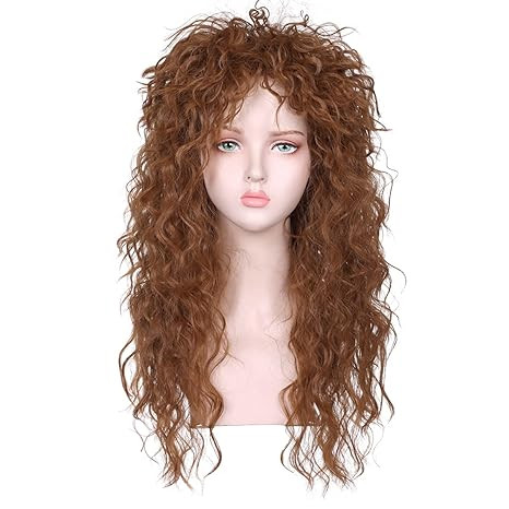 FantaLoonk Brown Wave 80s Wig 70s Halloween Mullet Cosplay Wig for Men | Amazon (US)