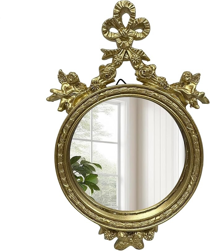 Vintage Vanity Makeup Desk Mirror, Antique Traditional Bow Table Mirror, Gold, for Dressing Table... | Amazon (US)