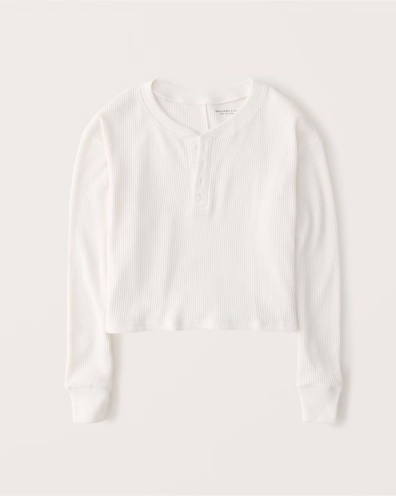 Women's Long-Sleeve Waffle Henley | Women's Tops | Abercrombie.com | Abercrombie & Fitch (US)