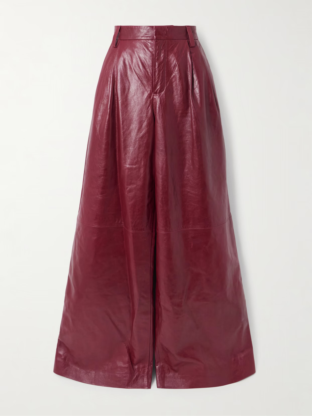 SIMKHAI - Kobie Leather Wide-leg Pants - Burgundy | NET-A-PORTER (US)