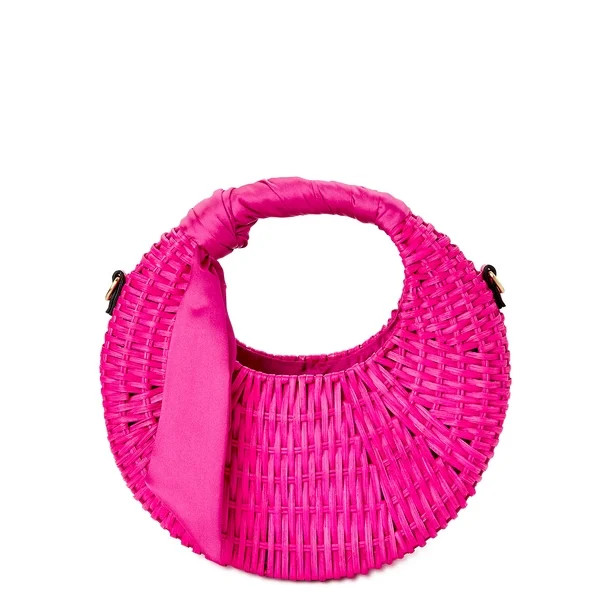 Scoop Women's Small Straw Crescent Crossbody Bag, Rose Violet - Walmart.com | Walmart (US)