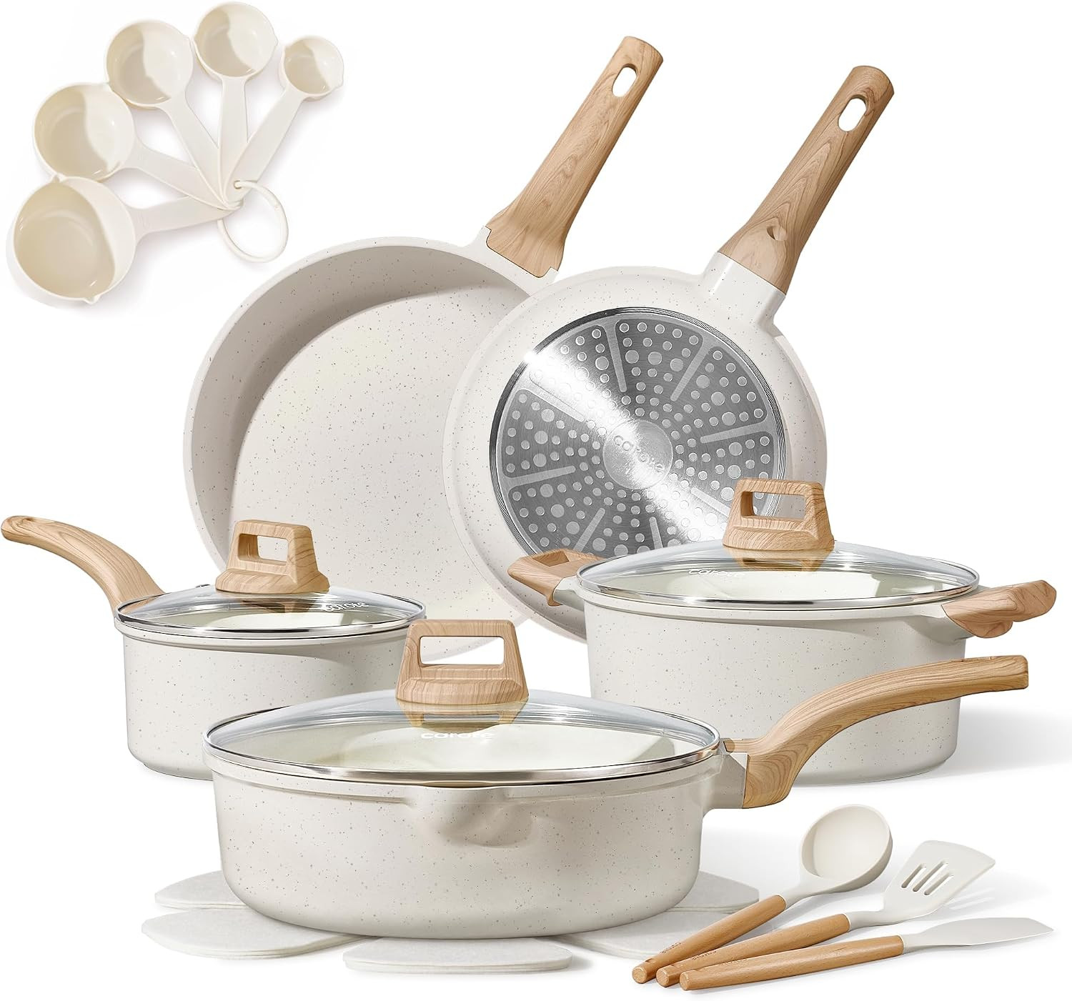 CAROTE 14 Pcs Pots and Pans Set Nonstick,Cookware Set Kitchen Cooking Set with Utensil and Pan Protectors, PFAS and PFOA Free | Amazon (US)
