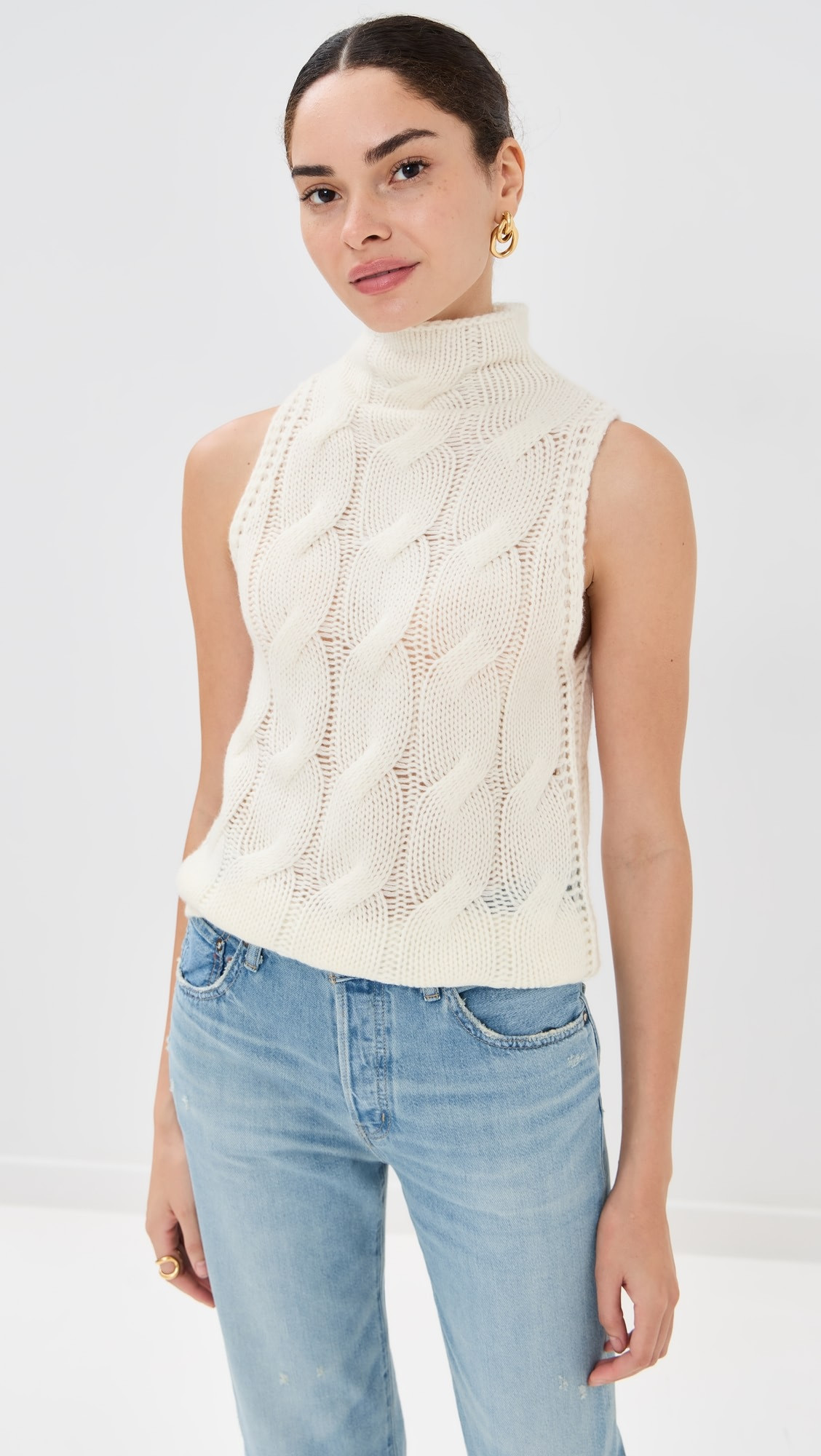 Salvia Sleeveless Cashmere Cable Turtleneck | Shopbop