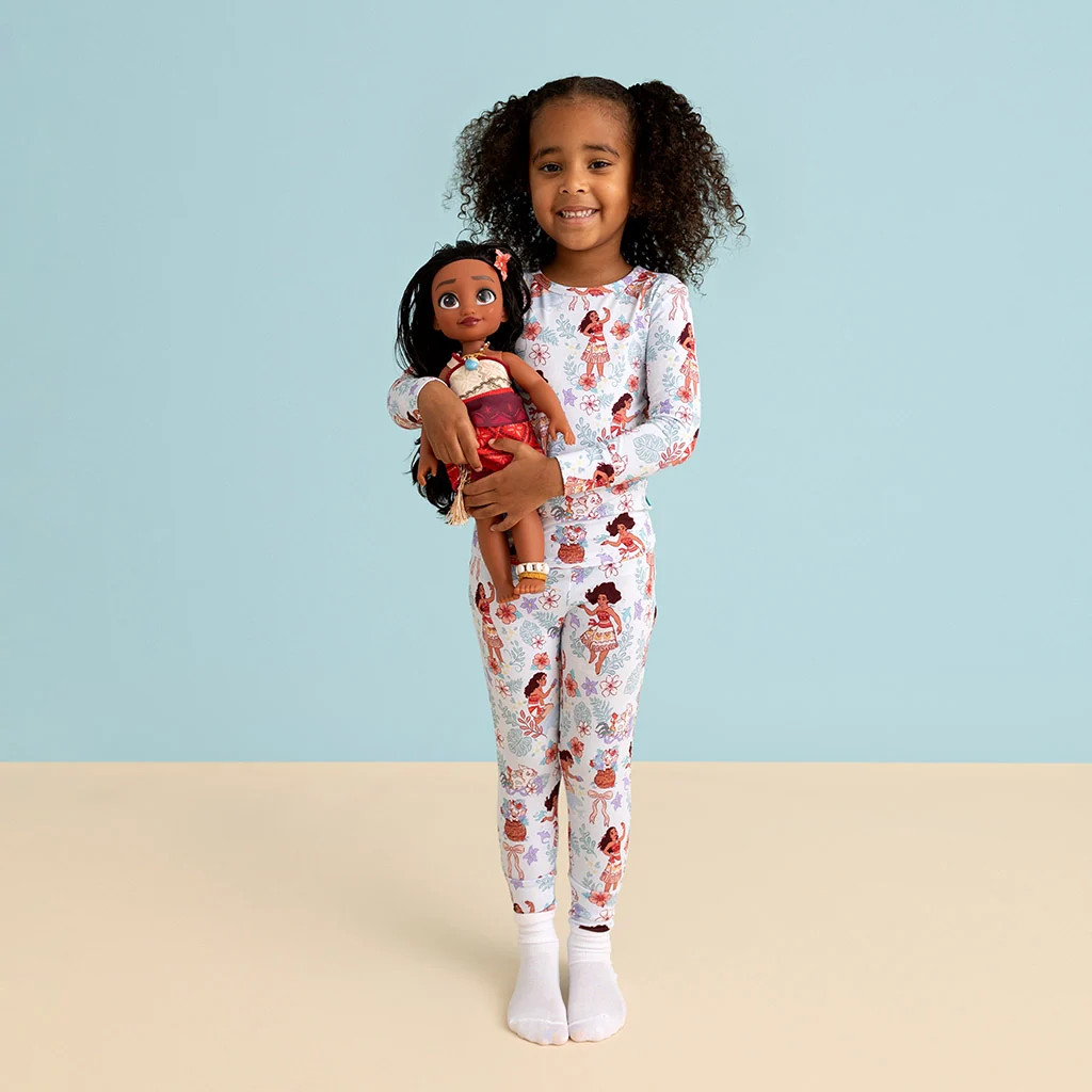Wayfinder Blue Long Sleeve Disney Moana & Pua Classic Pajama Set | Posh Peanut\u00ae | Posh Peanut