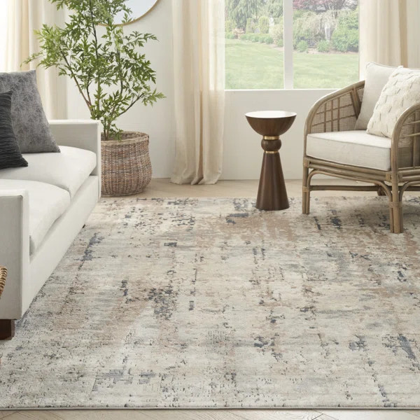 Addie Abstract Modern Machine Woven Area Rug in Beige/Gray | Wayfair North America