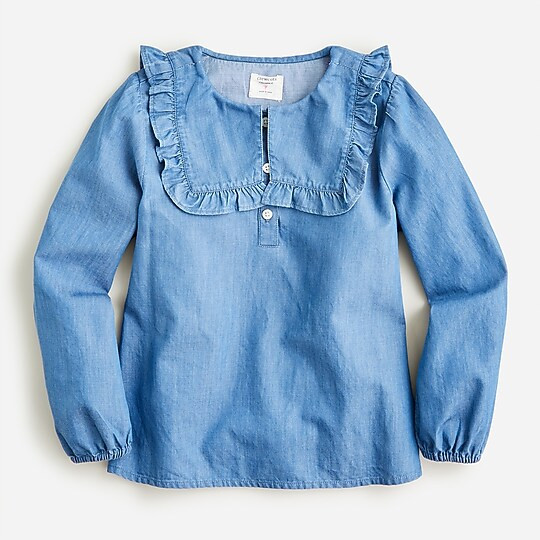 Girls' chambray collared top | J. Crew US