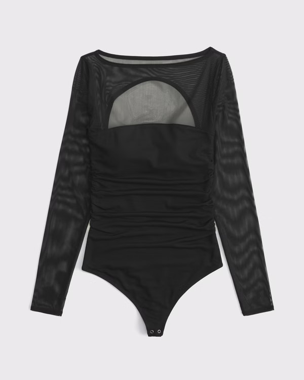 Bra-Free Long-Sleeve Open-Back Hardware Bodysuit | Abercrombie & Fitch (US)