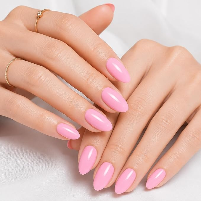 Modelones Pink Press on Nails Almond, Summer Short Almond Fake Nails, Reusable Nail Kit with Nail... | Amazon (US)