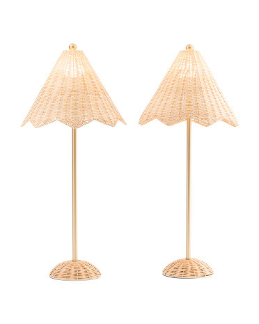 Set Of 2 28.5in Rattan Scalloped Table Lamps | Lighting | Marshalls | Marshalls