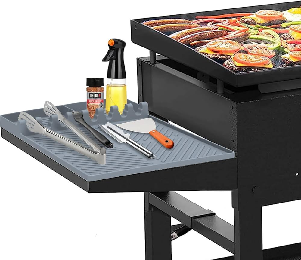 Silicone Grill Side Shelf Mat for Blackstone BBQ Grill, 3 in 1 Silicone Spatula Mat with Drip Pad... | Amazon (US)