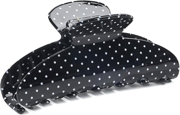 Acetate Hair Claw Clip for Women, 3.8-Inch Black Polka Dot Big Hair Clips Strong Hold No Slip Cla... | Amazon (US)