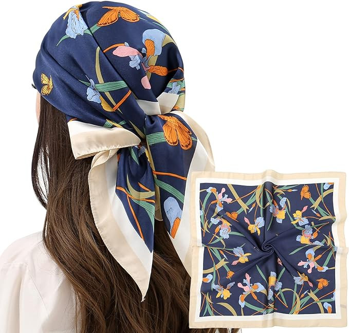 RIIQIICHY Women Head Hair Scarf Like Satin Silk Scarf Sleeping Hair Wrapping Night 27.5" | Amazon (US)