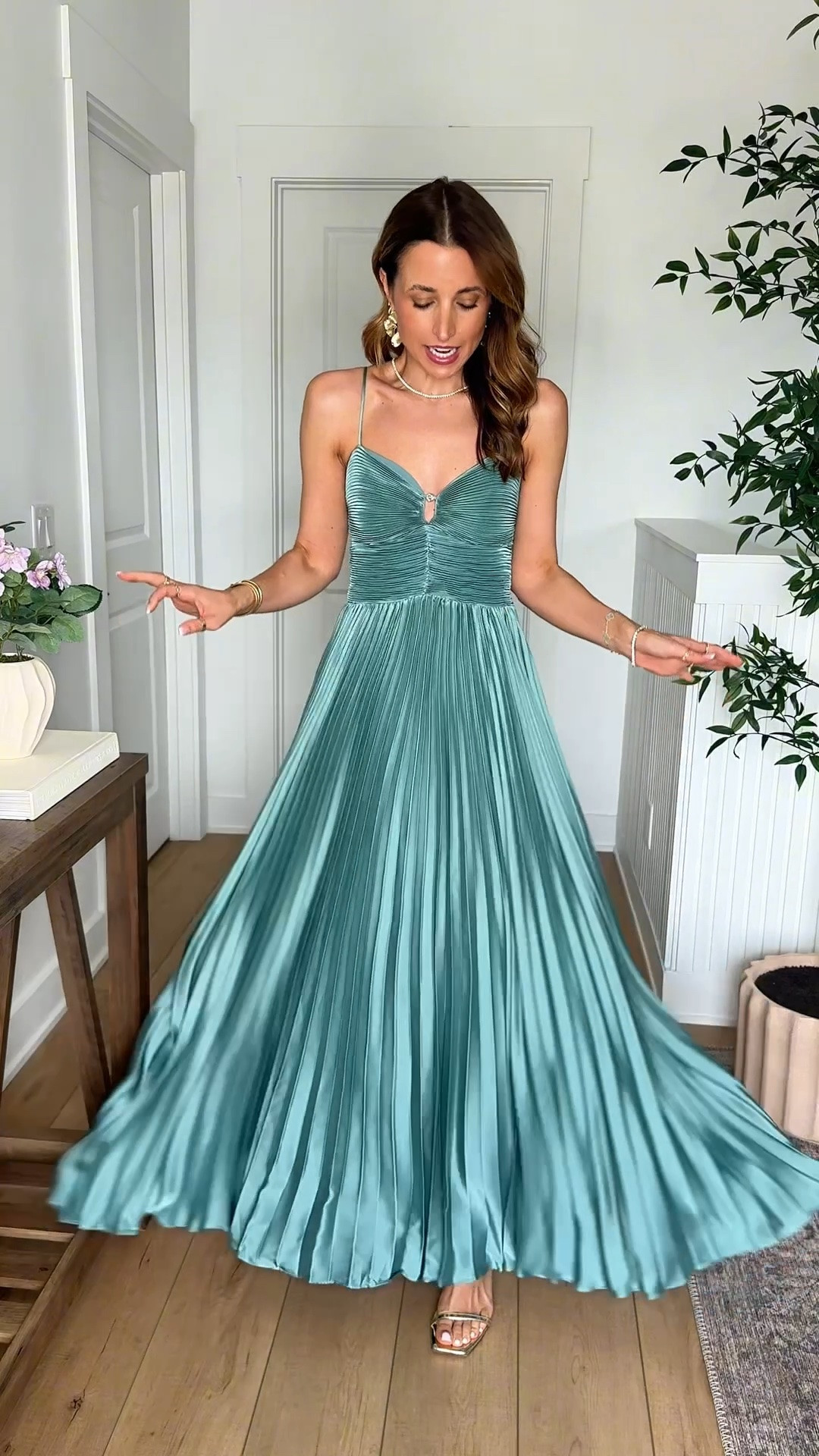Such a gorgeous wedding guest dress for spring, summer and early fall! Code LISA123 on first time purchases. Wearing XS with adjustable straps. This fits like a dream! Small bump-friendly, too! Spring wedding guest dress. Summer wedding guest dress. Wedding guest dress. Pleated maxi dress. Formal dress. Cocktail dress. Party dress.

#LTKootd #LTKWedding #LTKTravel