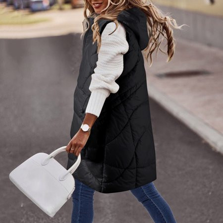 Jackets For Girls Womens Vest Fashion Thickened Vest Vest Jacket Black XL | Walmart (US)