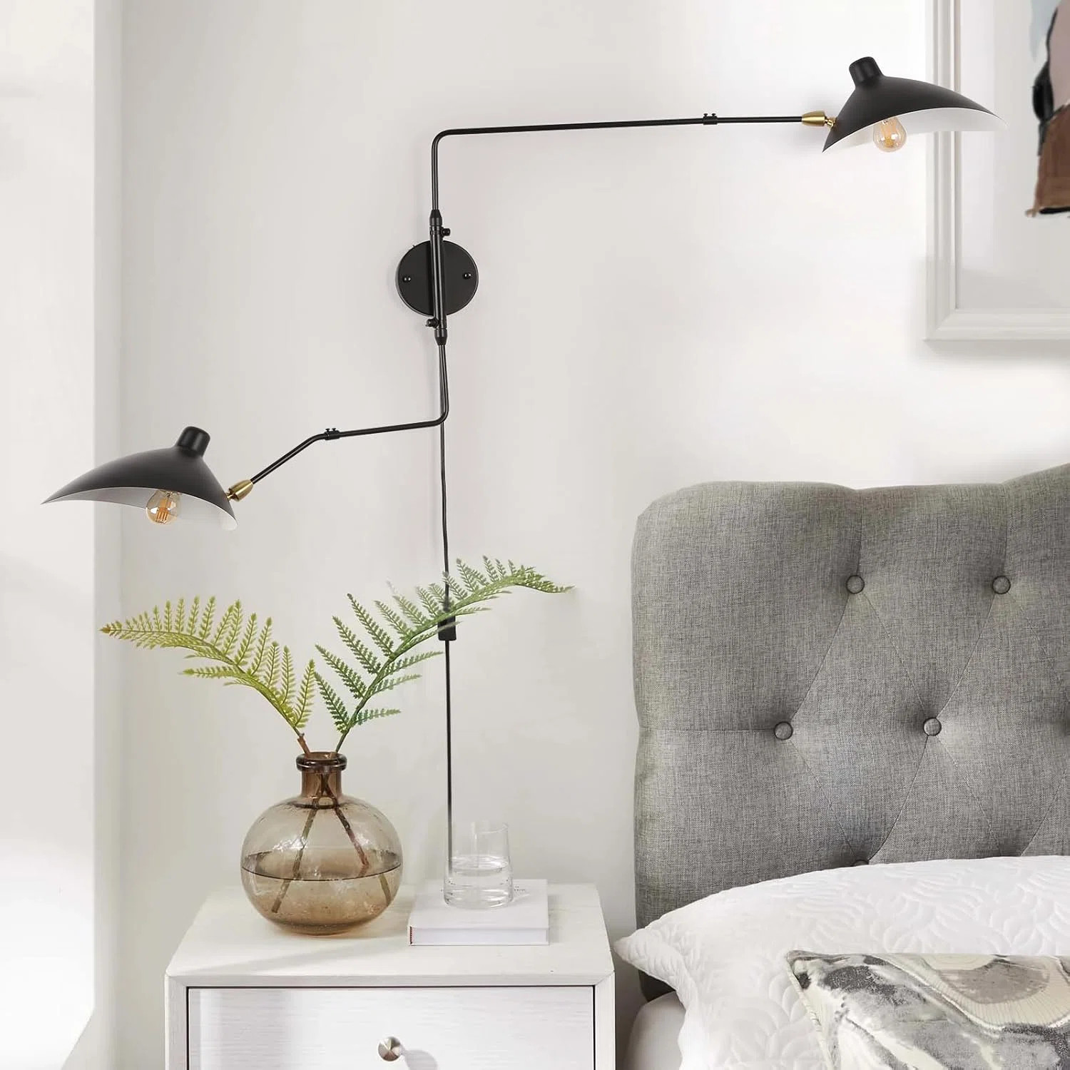 Modern Wall Sconce, 2-Light Double Swing Arm With Rotatable Beetle Shade, Adjustable Vintage Wall... | Wayfair North America