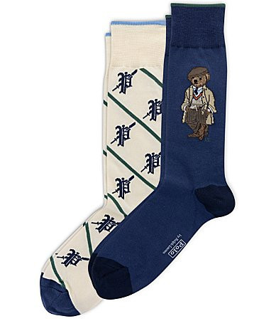 Polo Ralph Lauren BearLogo-Initial Dress Socks 2-Pack - One Size | Dillard's