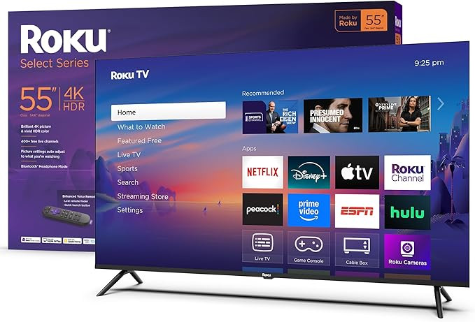 Roku Smart TV 2025 – 55-Inch Select Series, 4K HDR TV – Roku TV with Enhanced Voice Remote ... | Amazon (US)