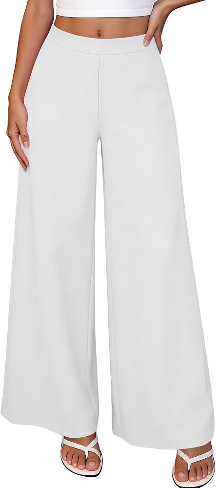 KIRUNDO Palazzo Pants for Women Dressy 2026 Spring Slacks Wide Leg High Waisted Business Casual Work Trousers with Pockets | Amazon (US)