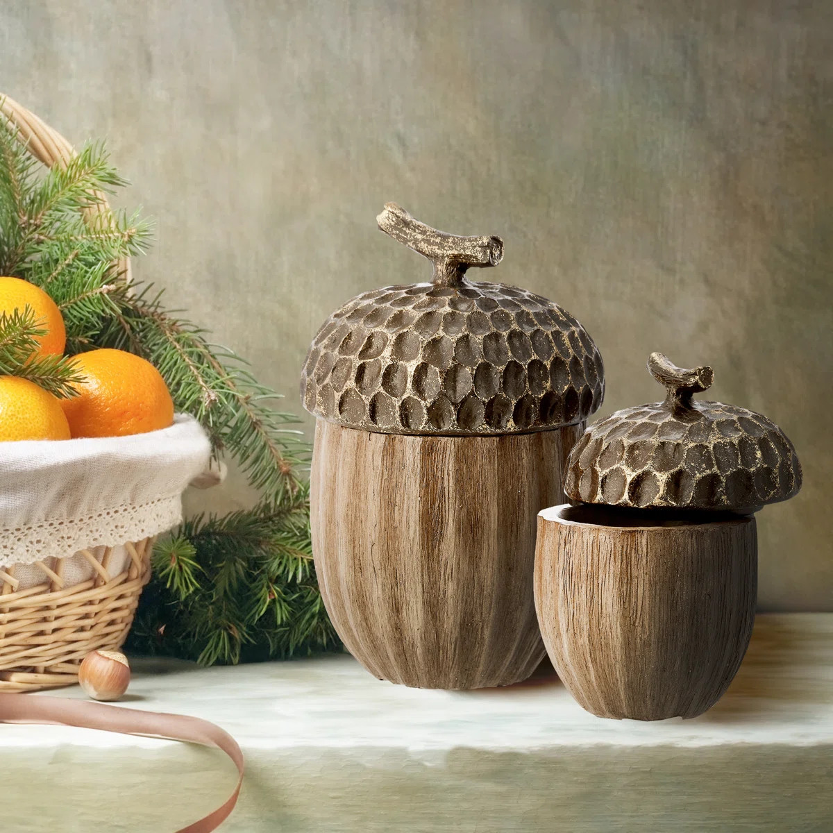 7.5" Resin Acorn Jars Set of 2 (Set of 2) | Wayfair North America